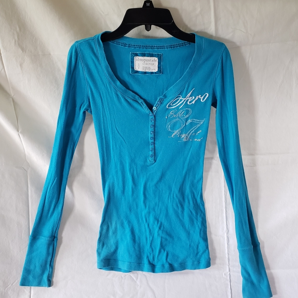 Aeropostale Teal Long Sleeve Blouse